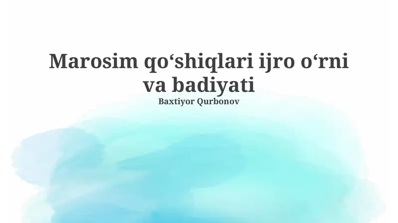 Marosim qo'shiqlari ijro oʻrni va badiyati