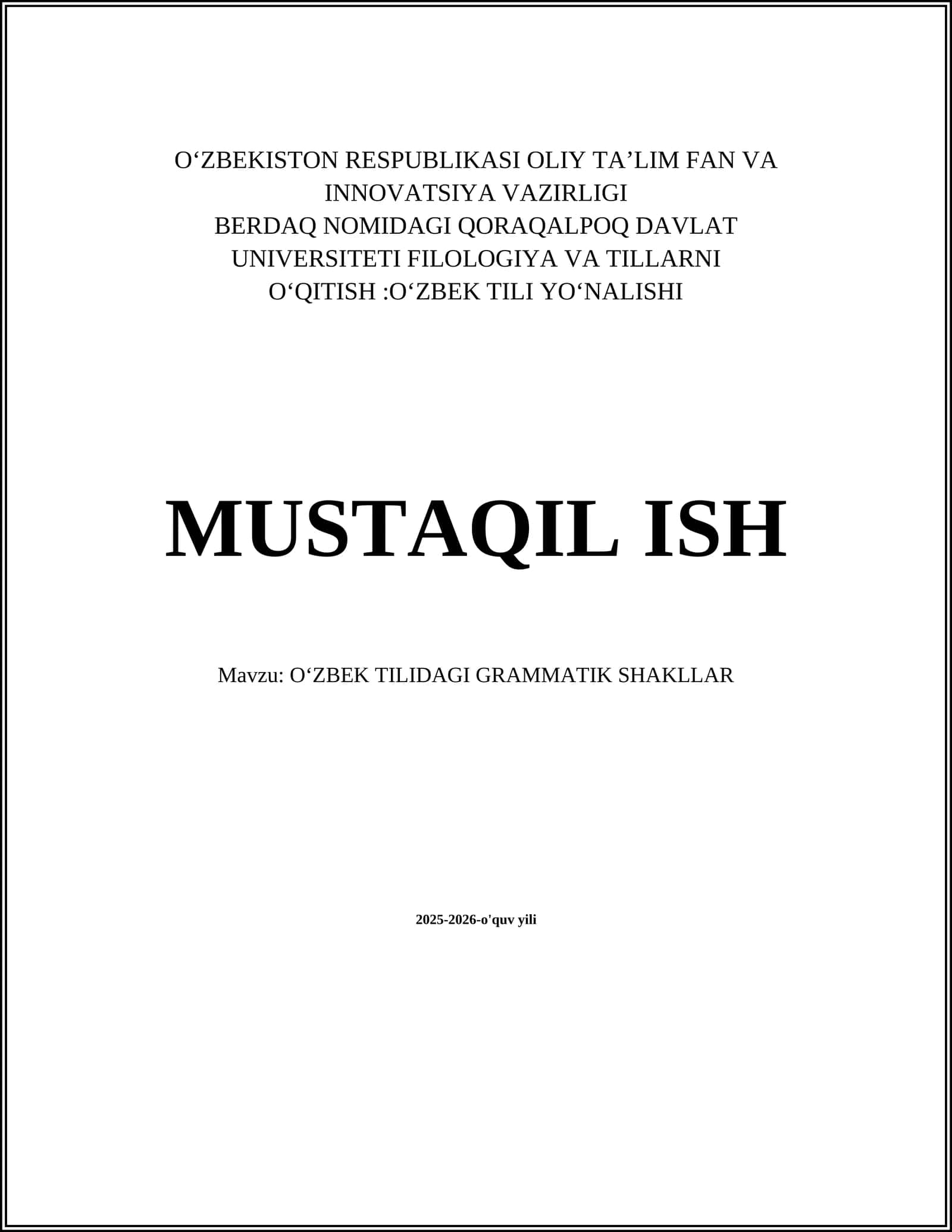 OʻZBEK TILIDAGI GRAMMATIK SHAKLLAR