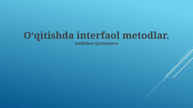 Oʻqitishda interfaol metodlar