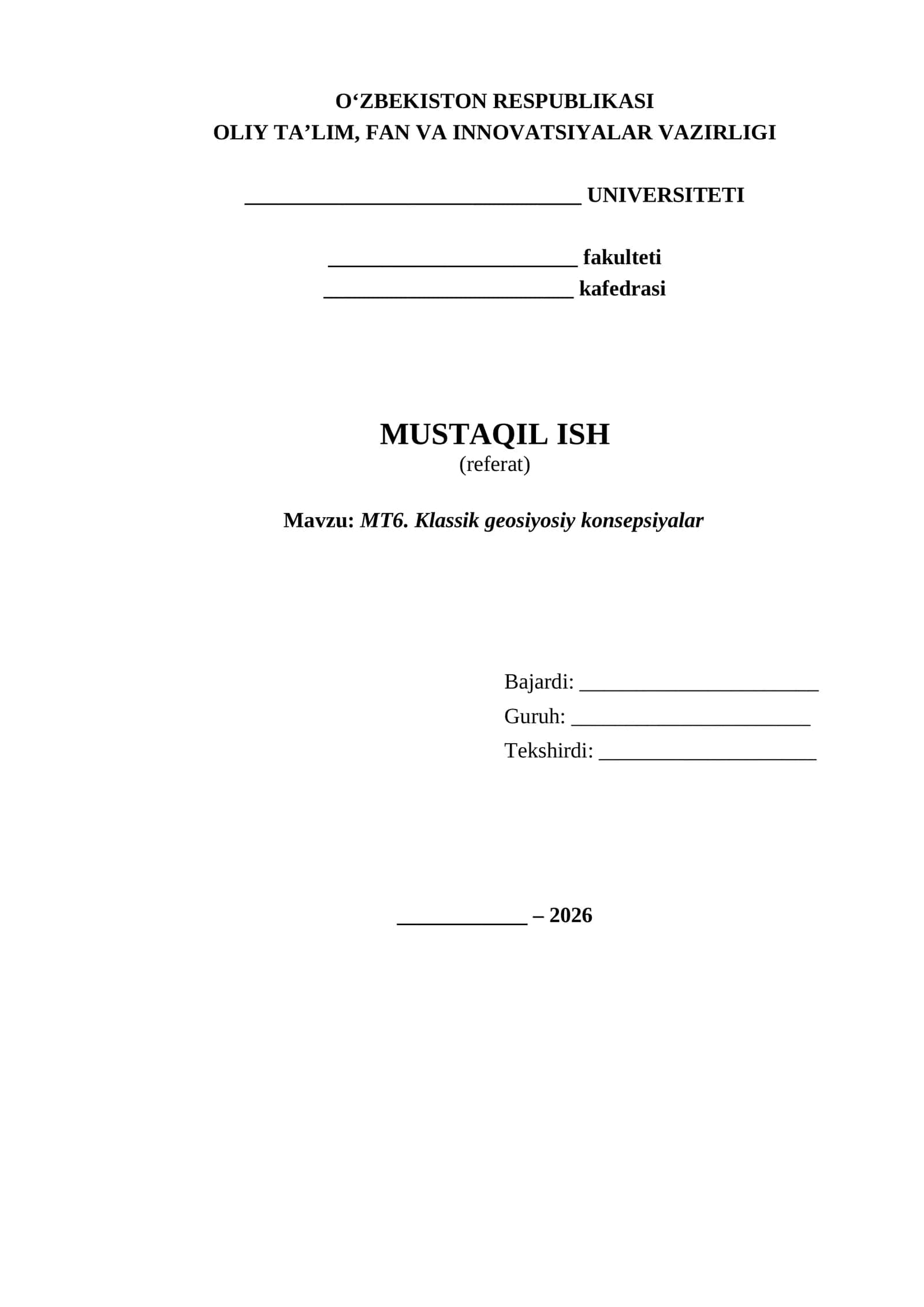 klassik geosiyosiy konsepsiyalar referat