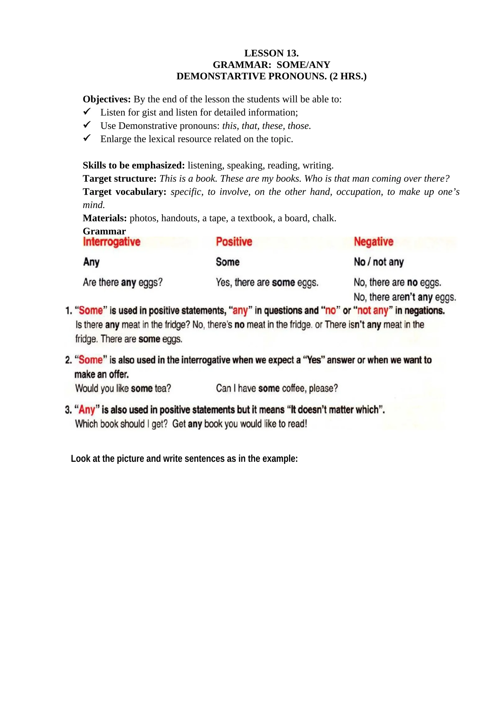 GRAMMAR: SOME/ANY DEMONSTARTIVE PRONOUNS