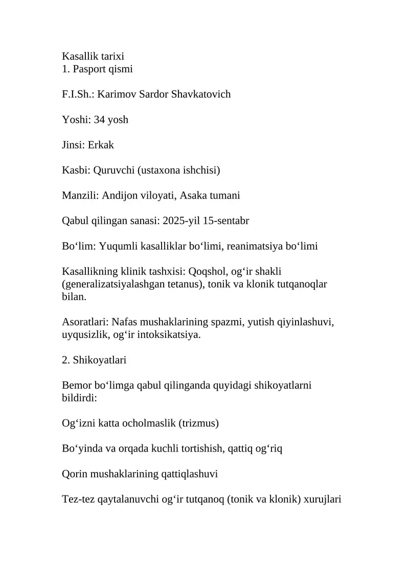 Qoqshol kasallik tarixi