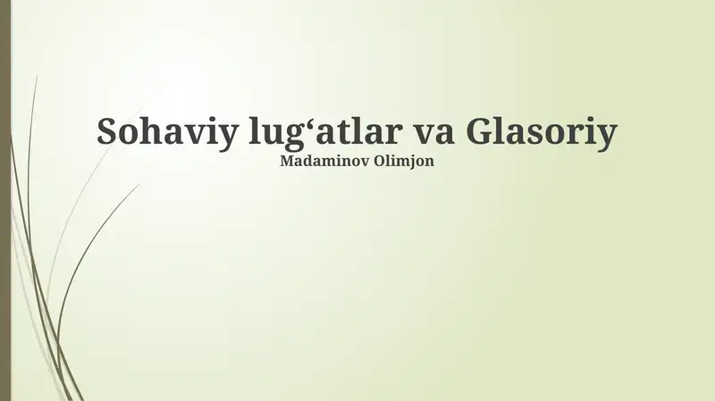 Sohaviy lug'atlar va glosariylar
