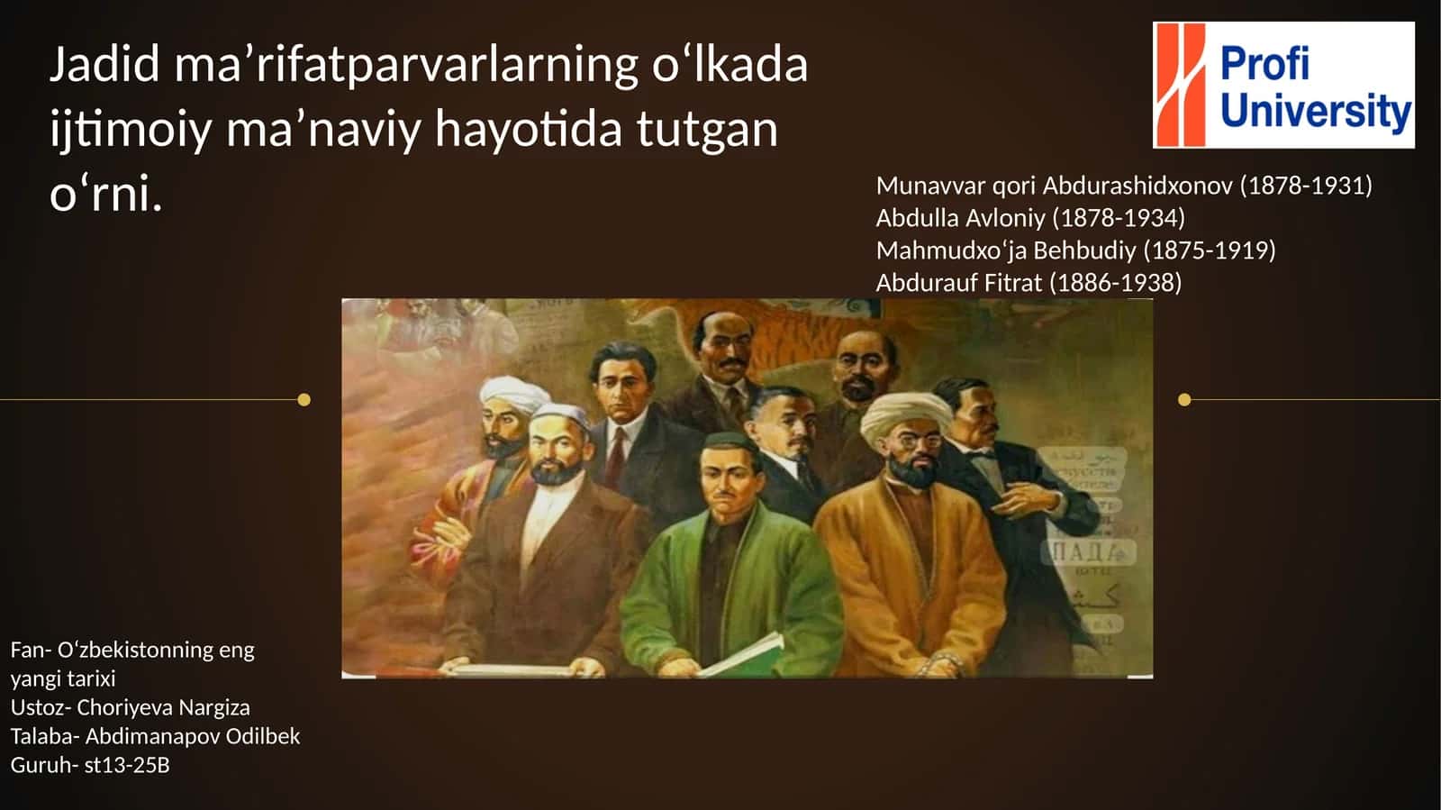 Jadid maʼrifatparvarlarning oʻlkada ijtimoiy maʼnaviy hayotida tutgan oʻrni
