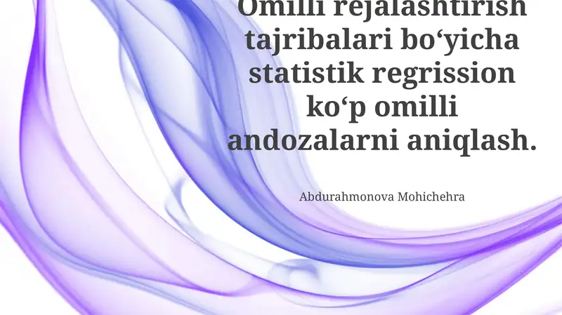 Ko'p Omilli Statistik Rejessiya Modellari