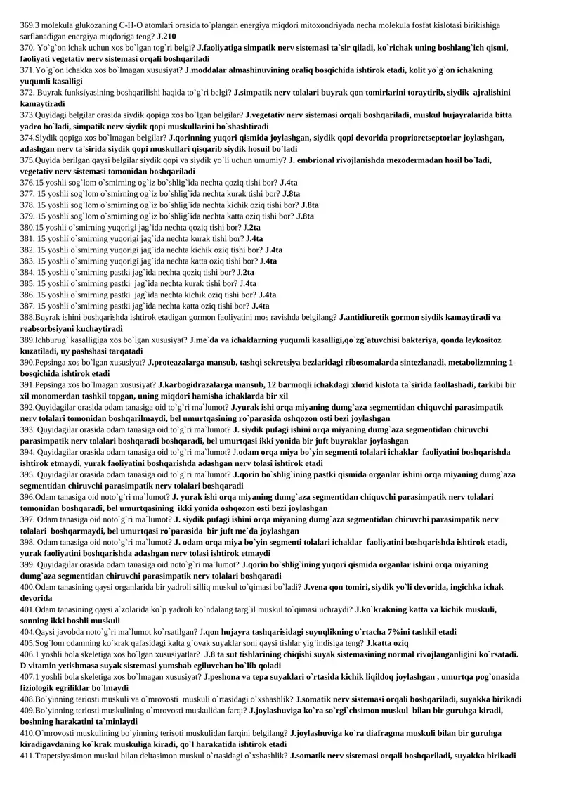BIOLOGIYA SAVOL JAVOB