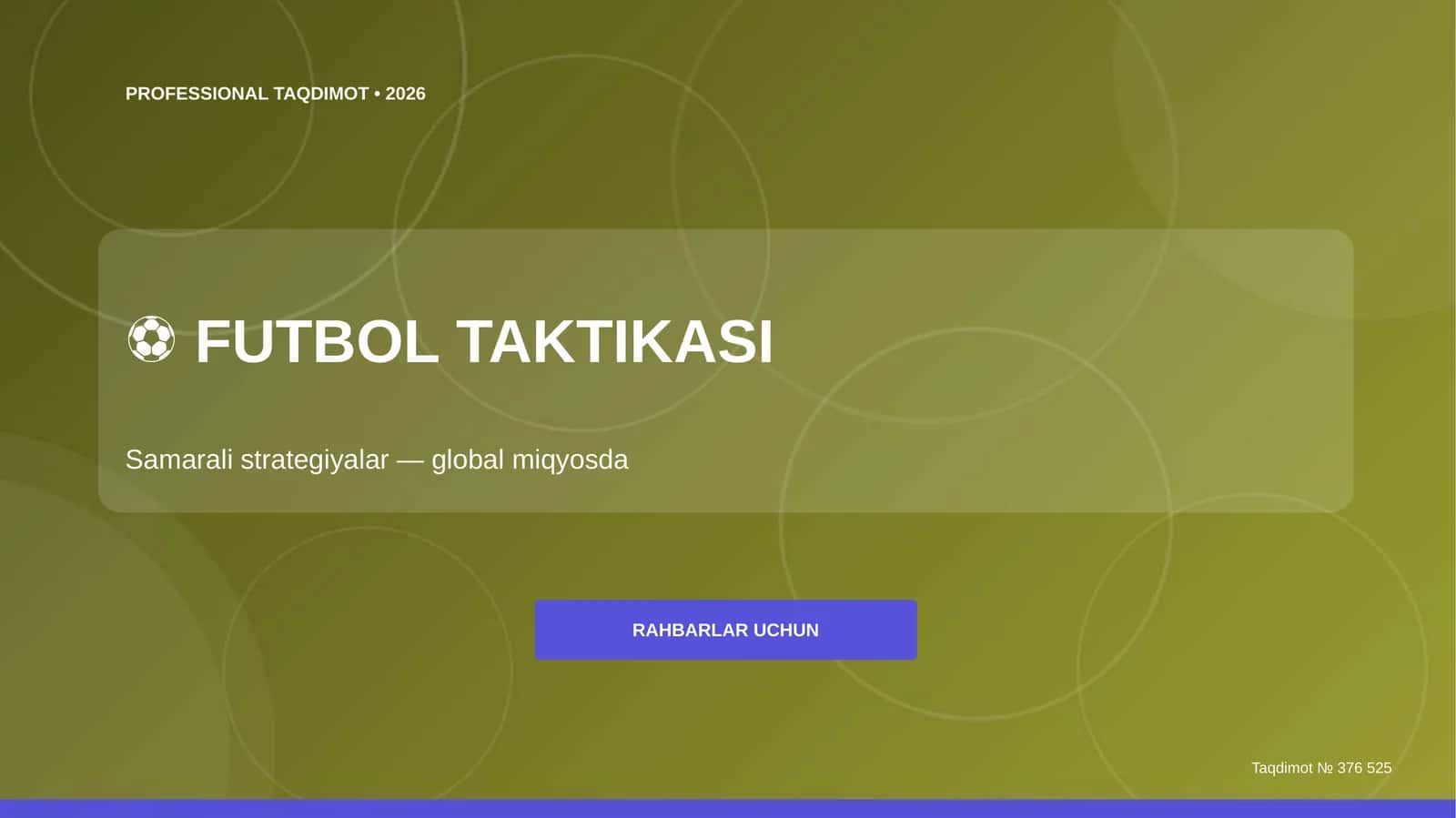 Futbol Taktikasi: Samarali strategiyalar (global miqyosda) [rahbarlar uchun]