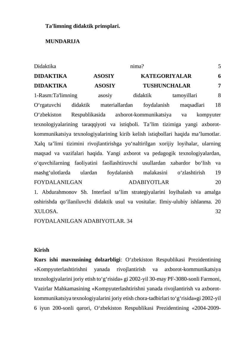 Ta'limning didaktik prinsiplari
