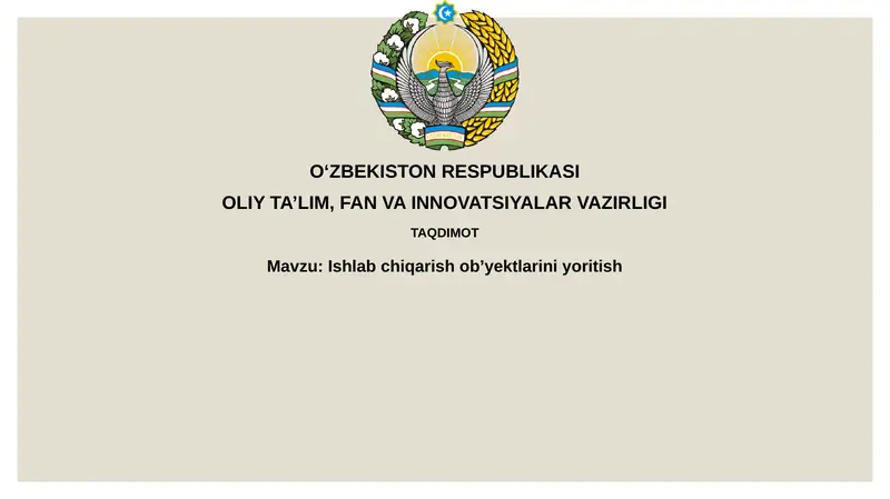 Ishlabchiqarish ob’yektlarini yoritish
