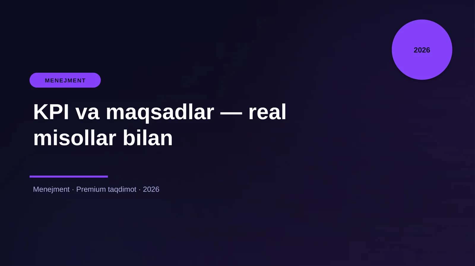 KPI va maqsadlar — real misollar bilan