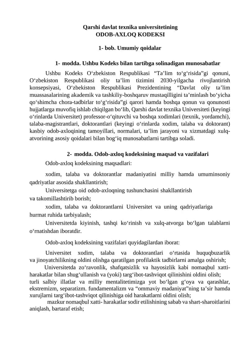 ODOB-AXLOQ KODEKSI
