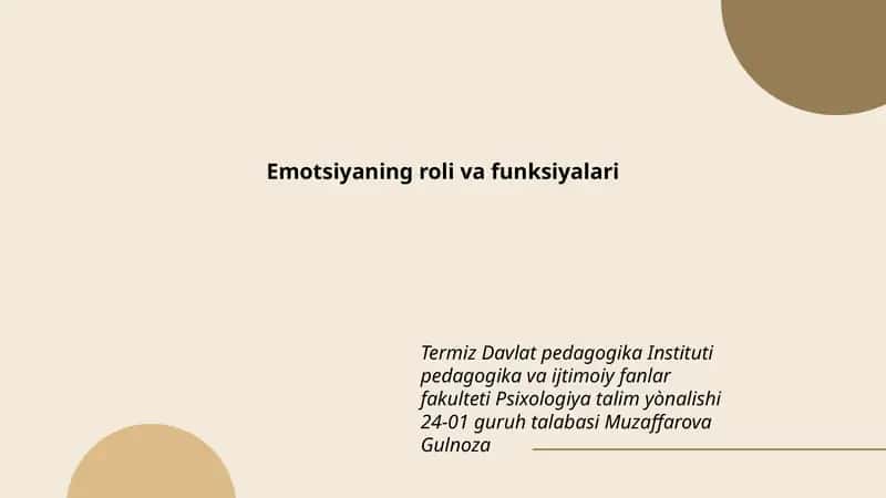 Emotsiyaning roli va funksiyalari