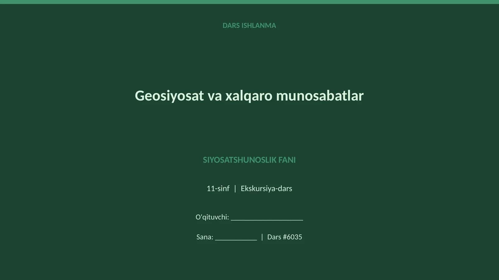 DARS ISHLANMA