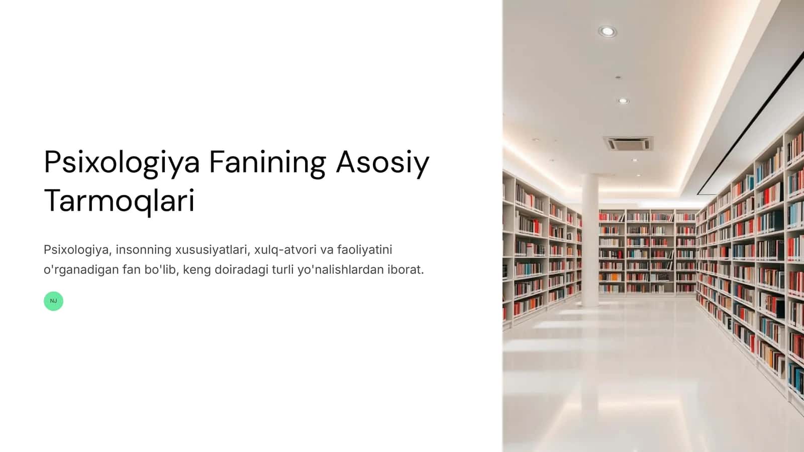 Psixologiya Fanining Asosiy Tarmoqlari