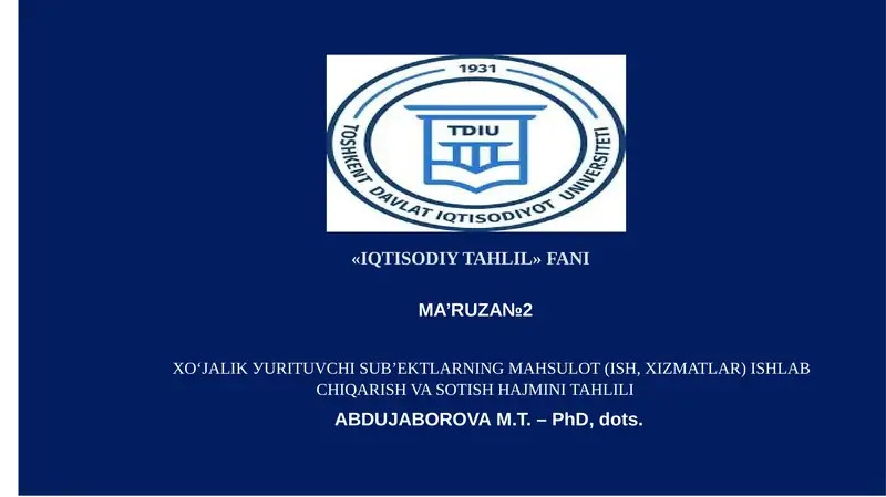 IQTISODIYTAHLIL FANI