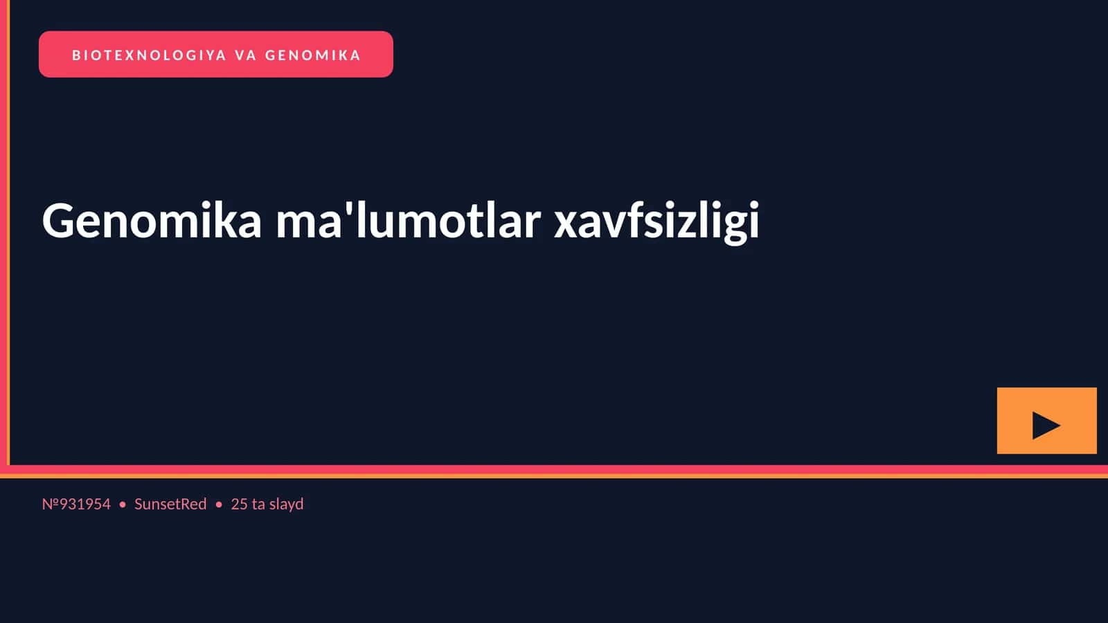 BIOTEXNOLOGIYA VA GENOMIKA