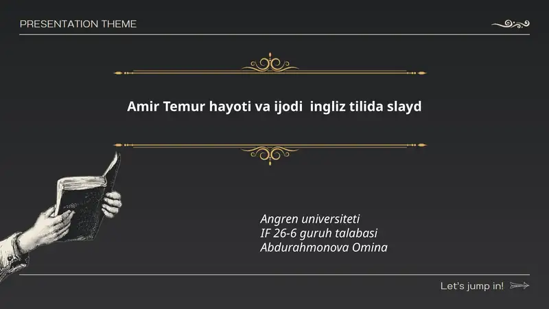 Amir Temur hayoti va ijodi ingliz tilida slayd