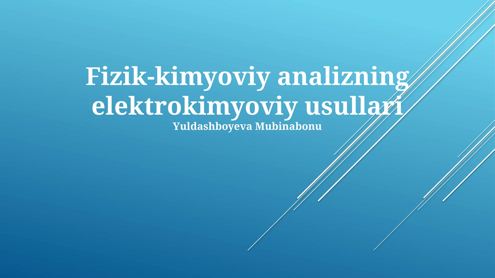 Fizik-kimyoviy analizning elektrokimyoviy usullari