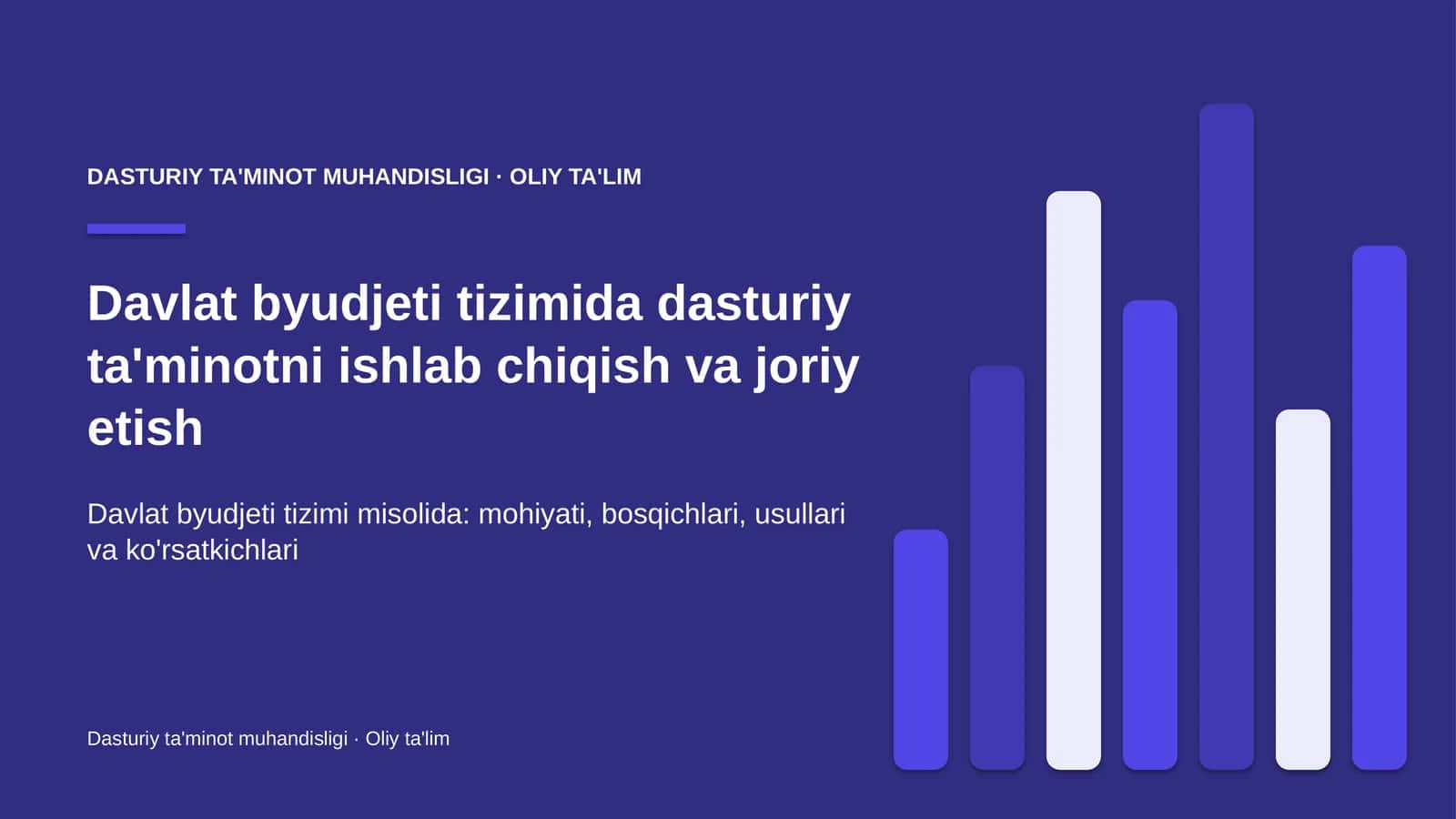 DASTURIY TA'MINOT MUHANDISLIGI · OLIY TA'LIM
