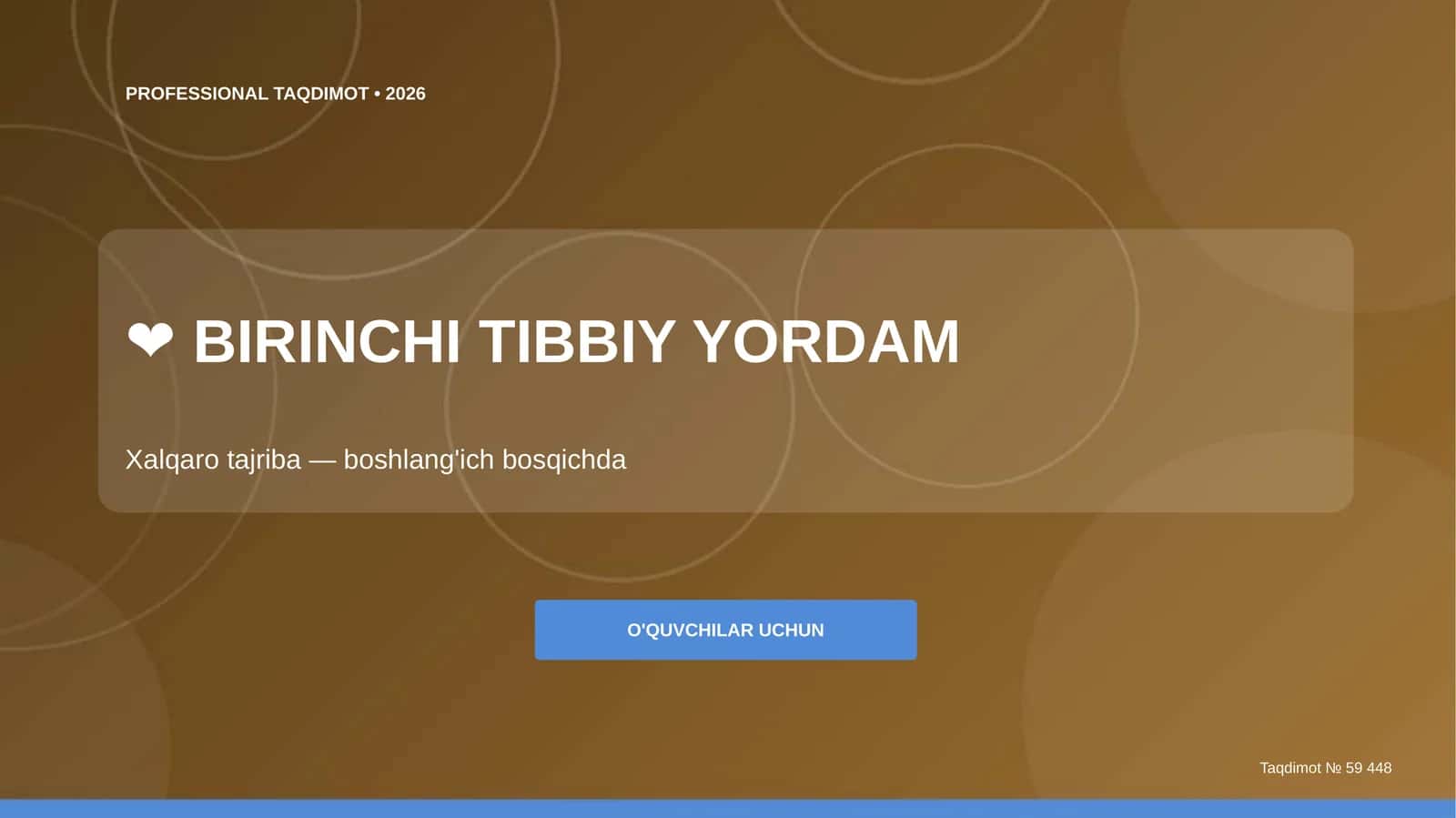 Birinchi tibbiy yordam: xalqaro tajriba (boshlang'ich bosqichda)
