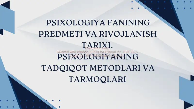 Psixologiya fanining predmeti va rivojlanish tarixi