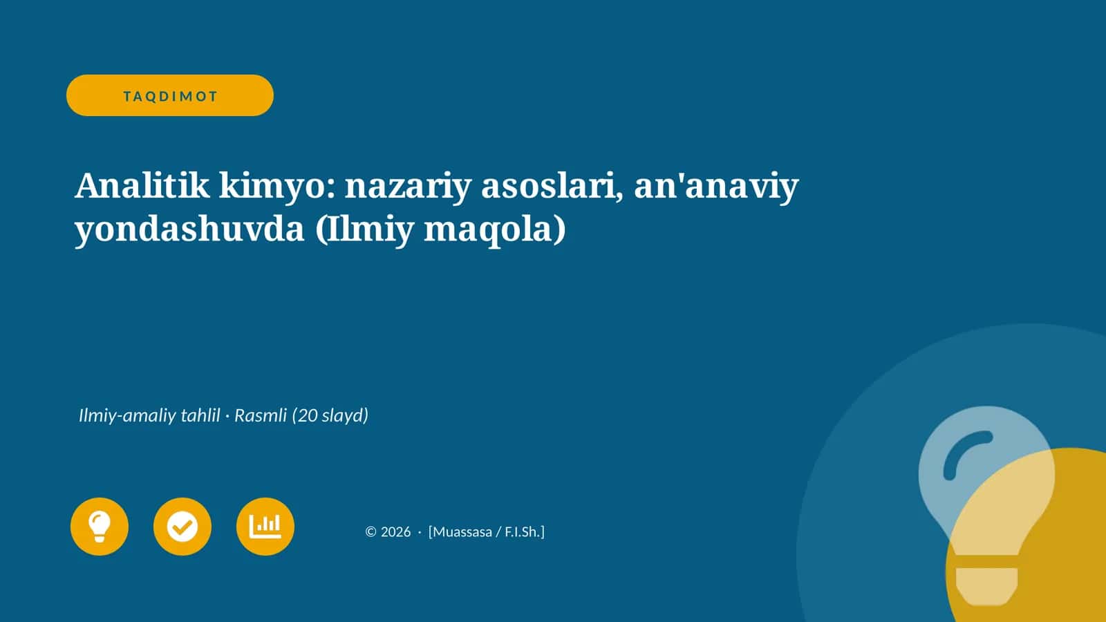 Analitik kimyo: nazariy asoslari, an'anaviy yondashuvda (Ilmiy maqola)