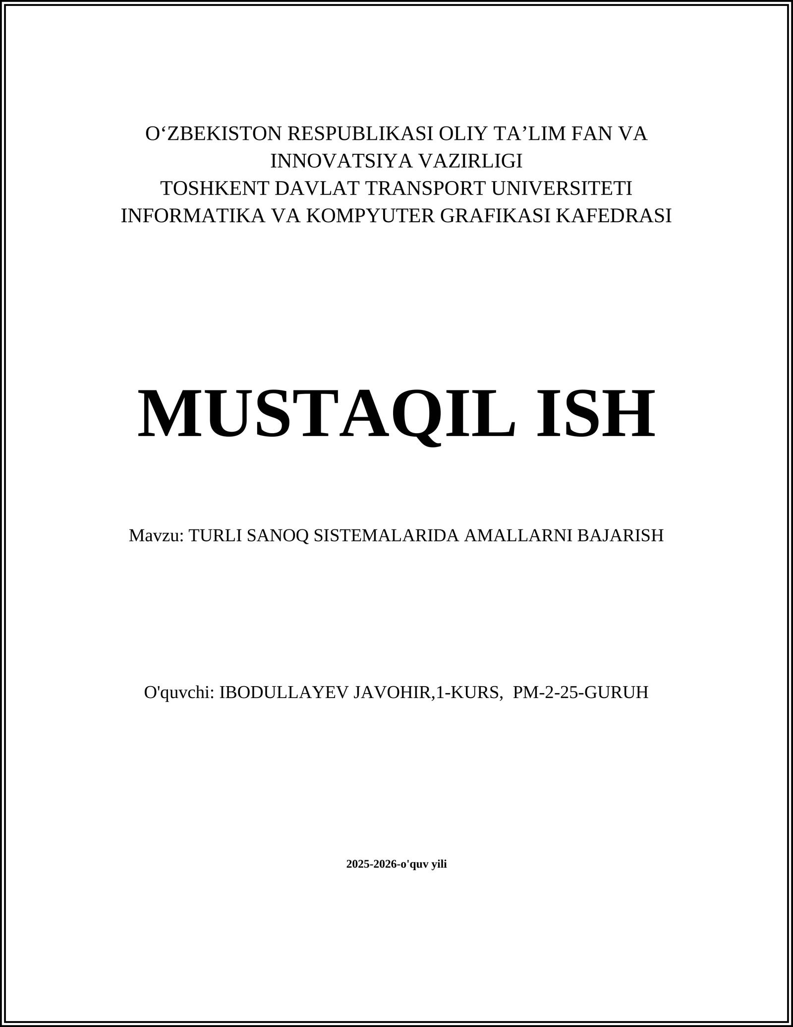 Turli sanoq sistemalari asosiy tushunchalar va belgilash