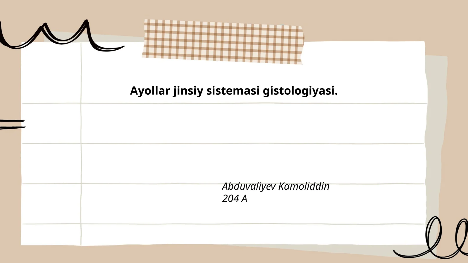 Ayollar jinsiy sistemasi gistologiyasi