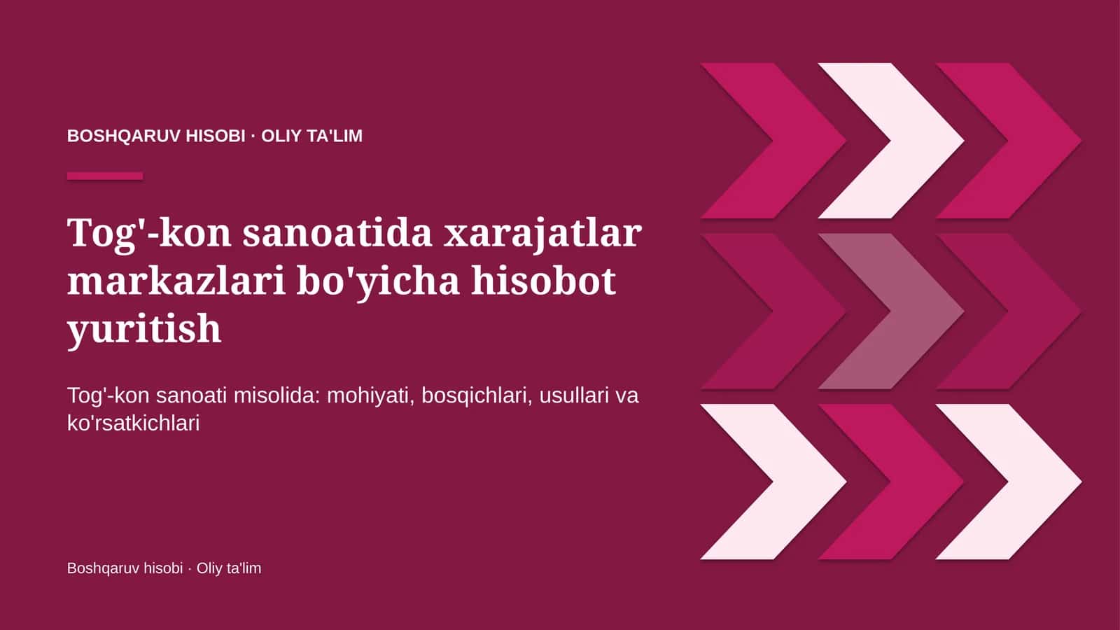 tog' kon sanoatida xarajatlar markazlari bo'yicha hisobot yuritish 1646