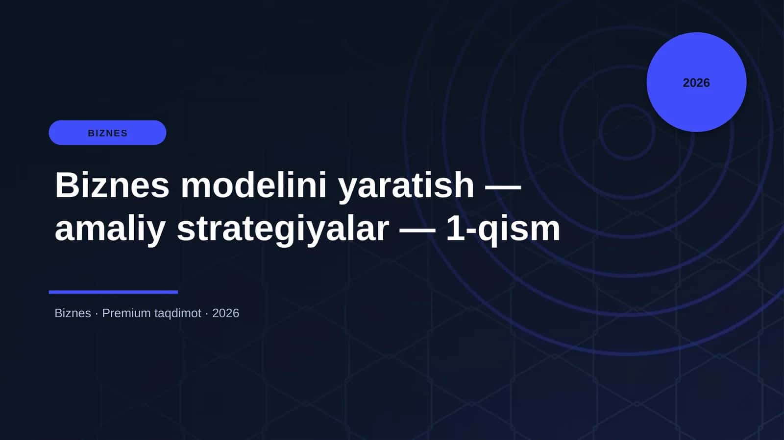 Biznes modelini yaratish — amaliy strategiyalar — 1-qism