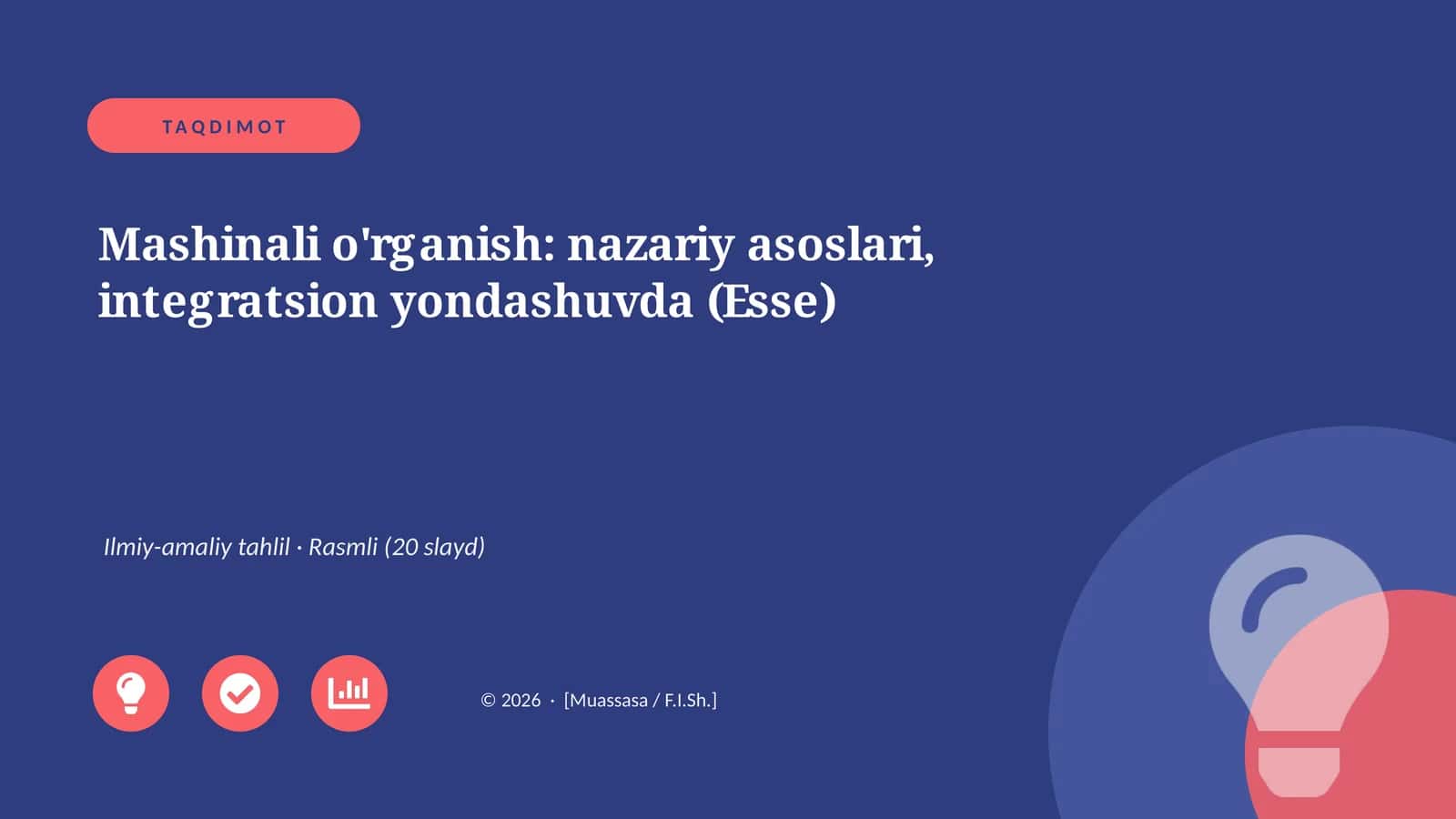 Mashinali o'rganish: nazariy asoslari, integratsion yondashuvda (Esse)