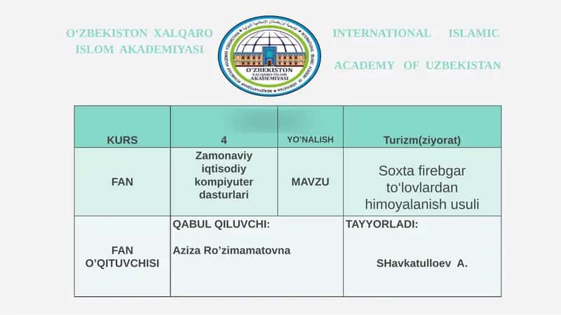 Soxta firebgar to‘lovlardan himoyalanish usuli.