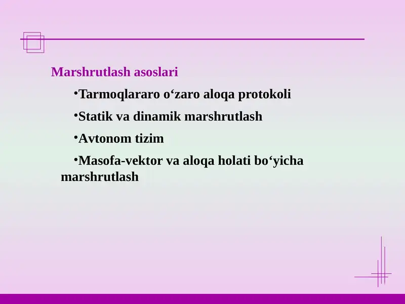 Marshrutlash asoslari