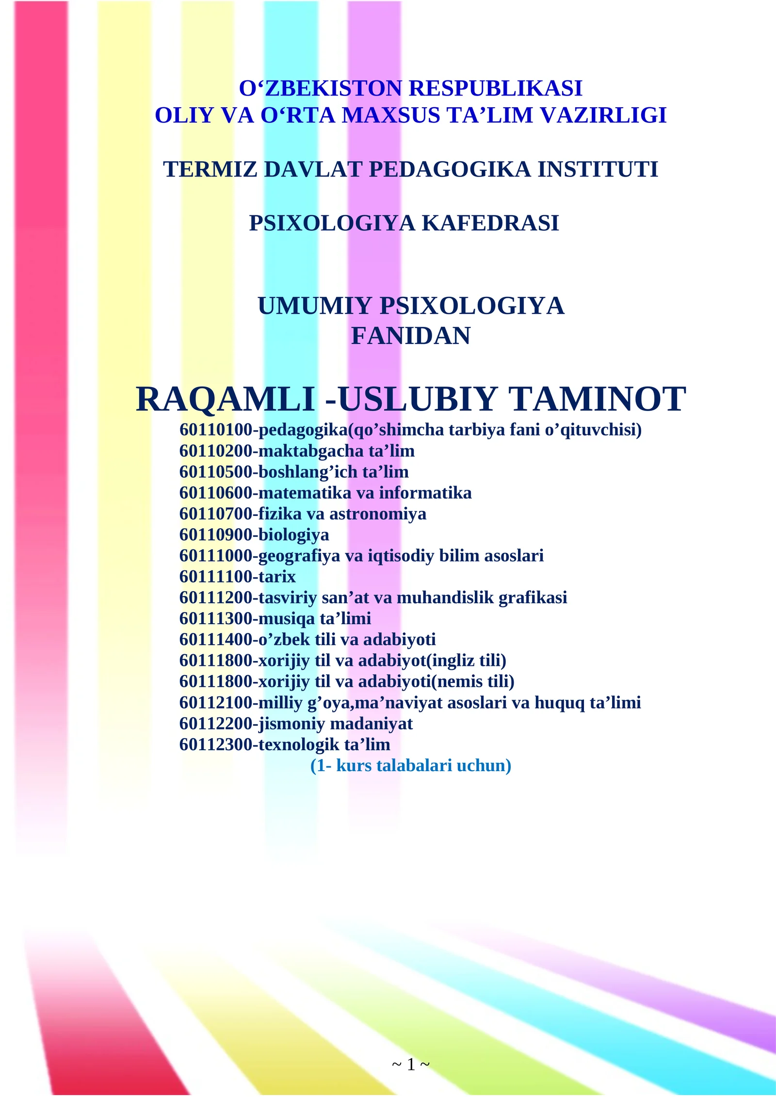 UMUMIY PSIXOLOGIYA FANI