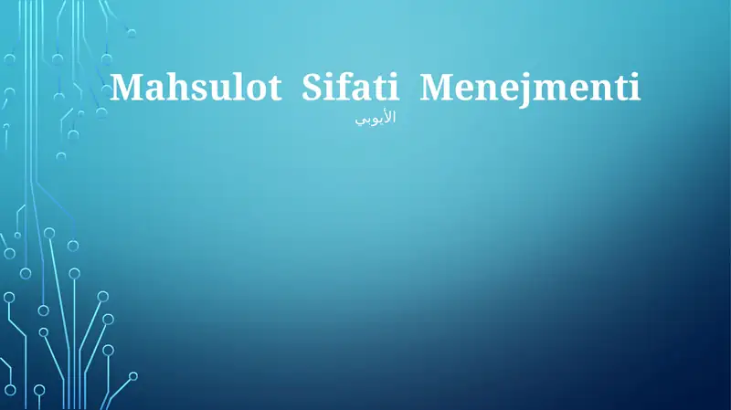 Mahsulot Sifati Menejmenti