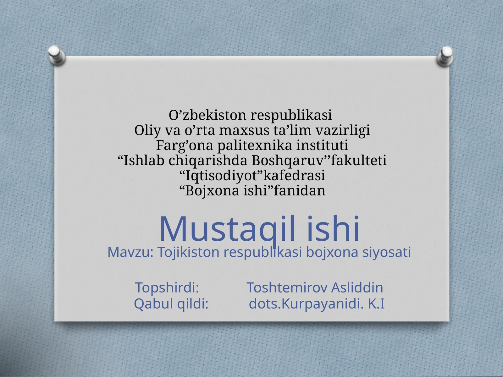 Tojikiston Respublikasi bojxonasiyo sati
