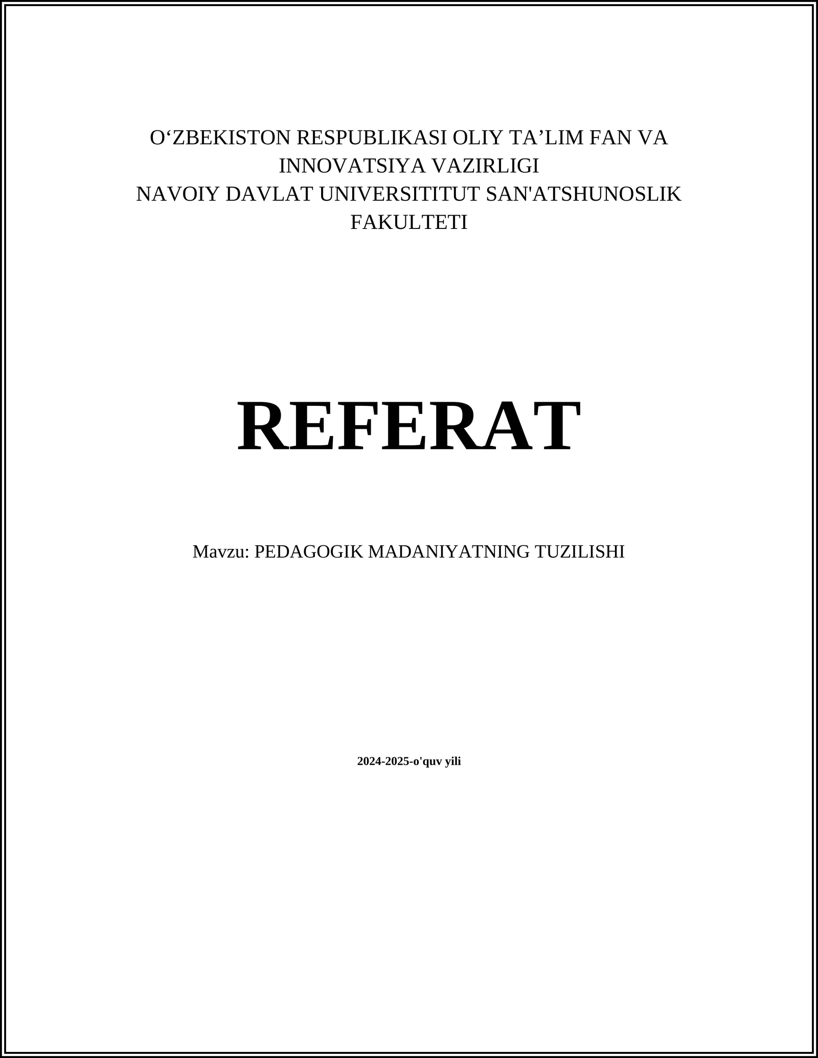 PEDAGOGIK MADANIYATNING TUZILISHI