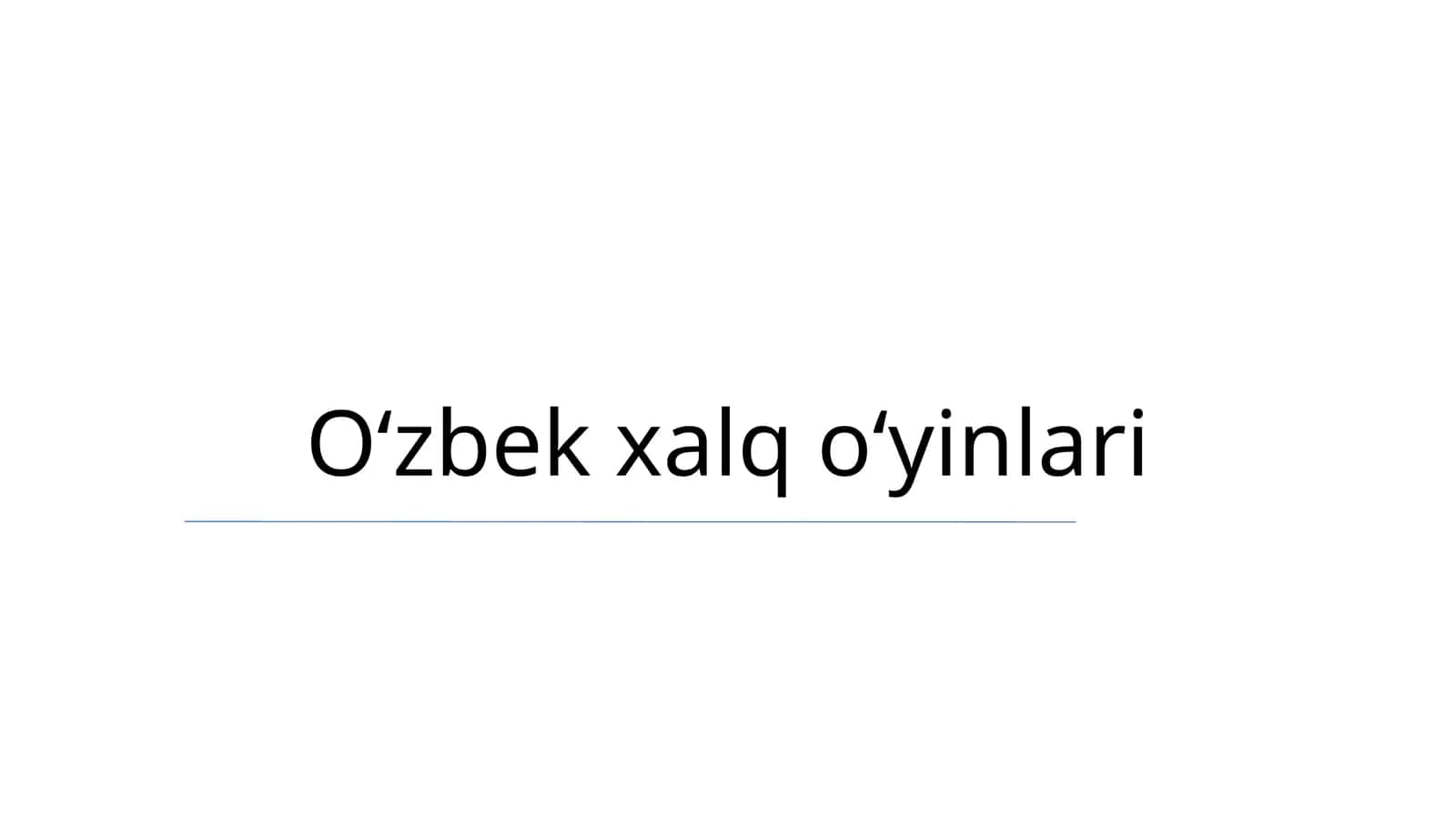 Oʻzbek xalq oʻyinlari