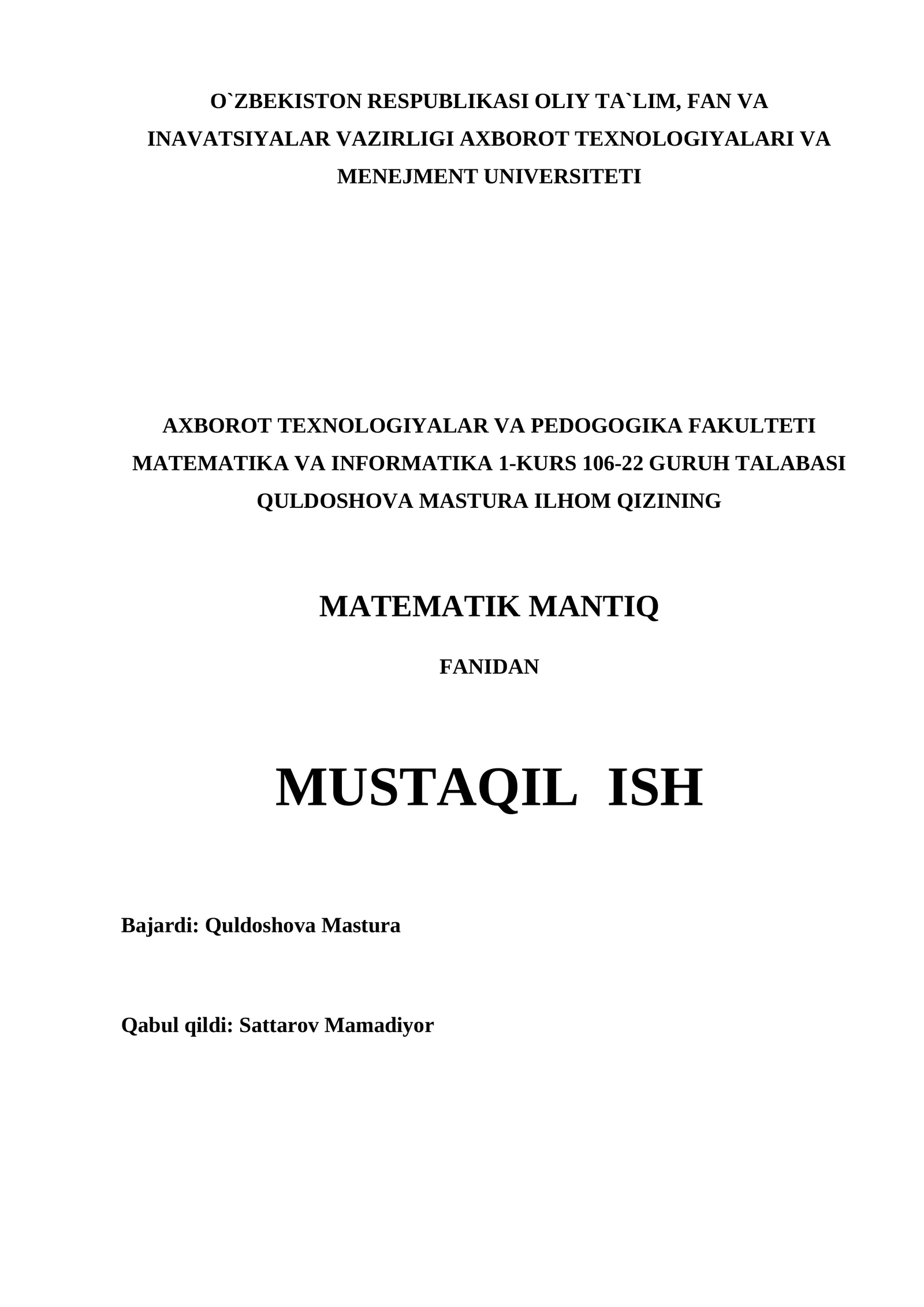 MATEMATIK MANTIQ