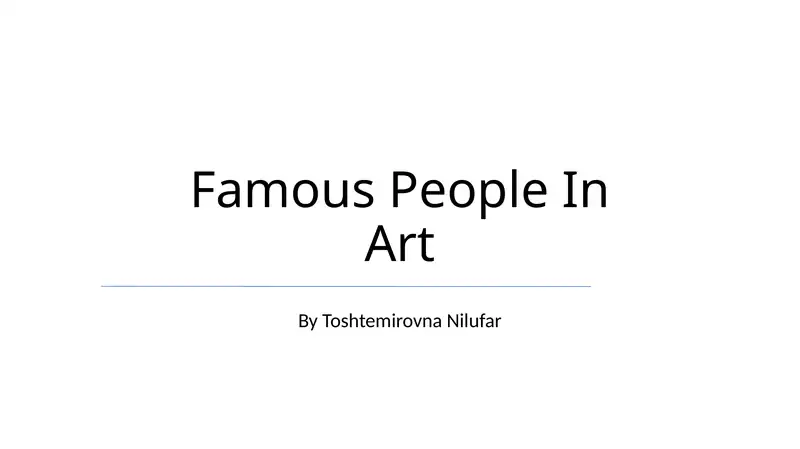 Famous People In Art