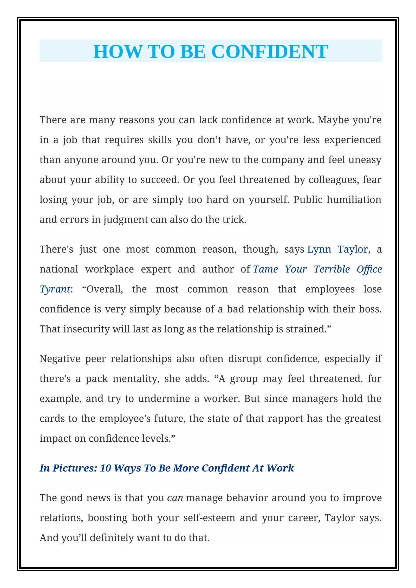 How to be Confident