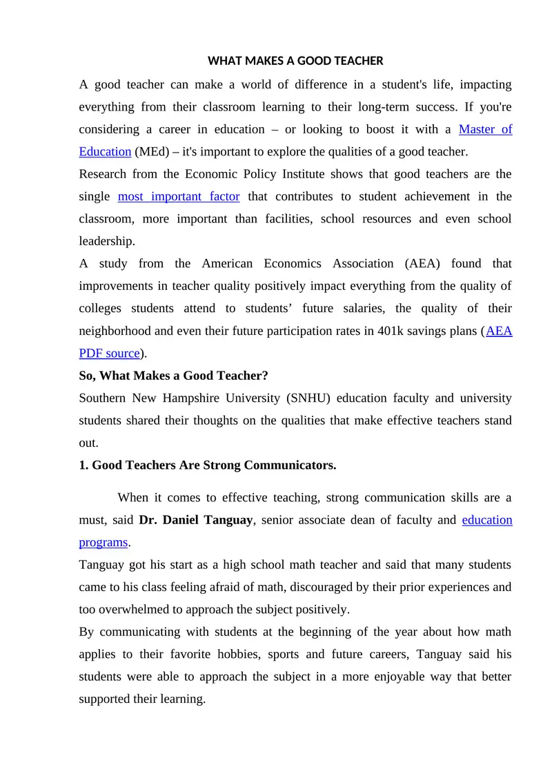 What Makes a Good Teacher