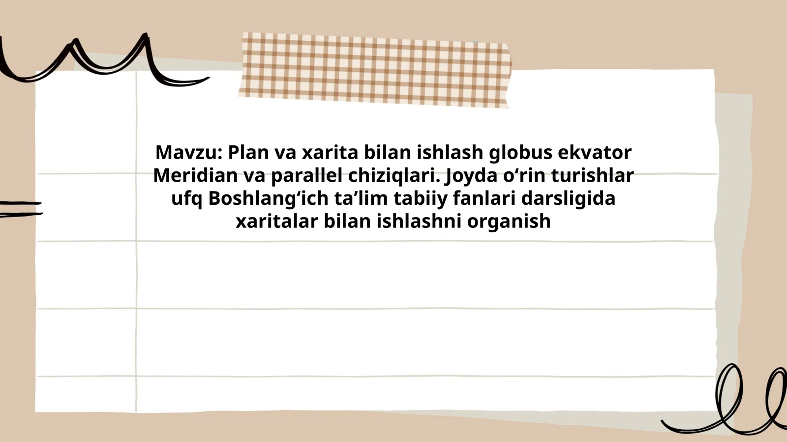 Plan va xarita bilan ishlash globus