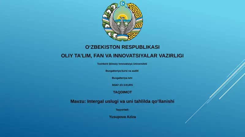 Intergal uslugi va uni tahlilda qoʻllanishi