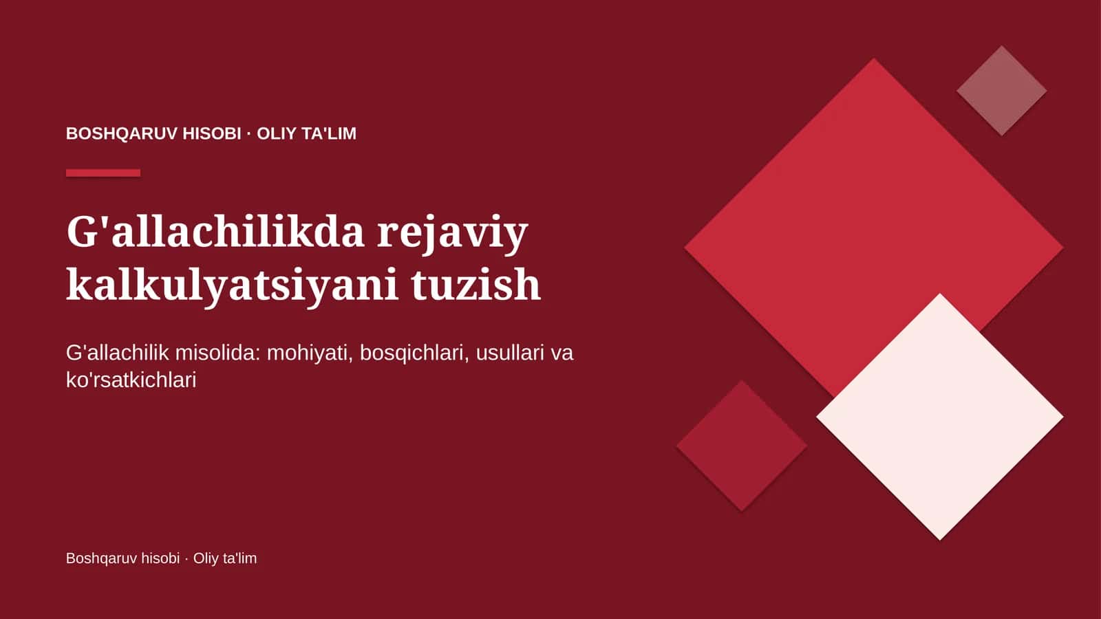 g'allachilikda rejaviy kalkulyatsiyani tuzish 5656