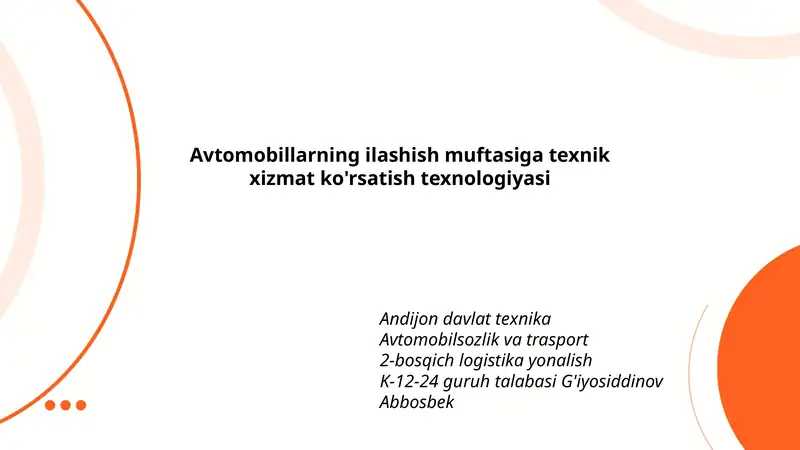 Avtomobillarning ilashish muftasiga texnik xizmat ko'rsatish texnologiyasi