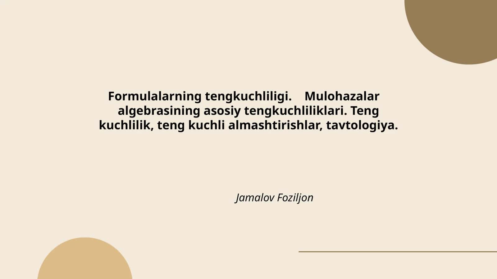 Formulalarning tengkuchliligi