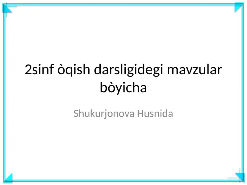 2-sinf òqish darsligidegi mavzular
