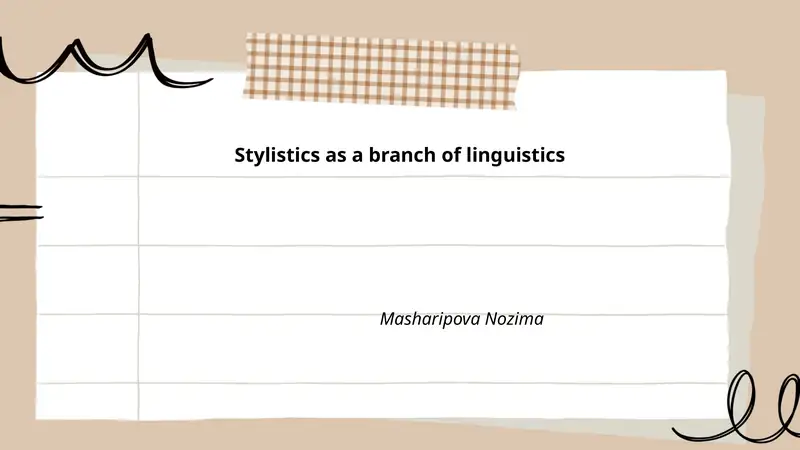 Stylistics as a branch of linguistics