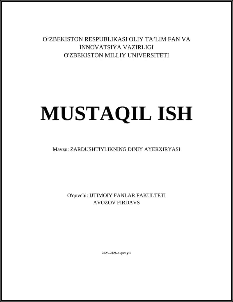 ZARDUSHTIYLIKNING DINIY AYERXIRYASI